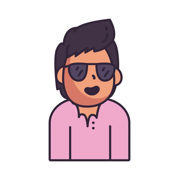 Isolated avatar man with glasses fill style icon vector design — 스톡 벡터