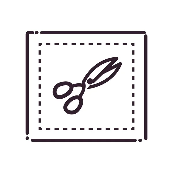 Label with scissor line style icon vector design — Stok Vektör