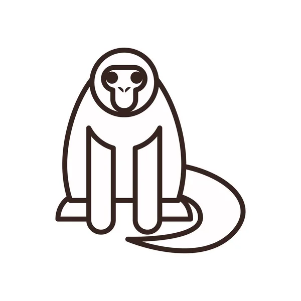 Mignon singe dessin animé ligne style icône vectoriel design — Image vectorielle