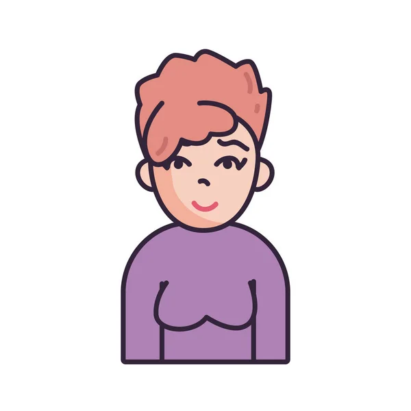 Isolated avatar woman wth sweater fill style icon vector design — ストックベクタ