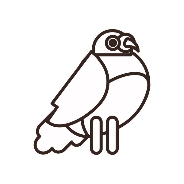 Lindo pájaro línea de dibujos animados estilo icono de diseño vectorial — Vector de stock