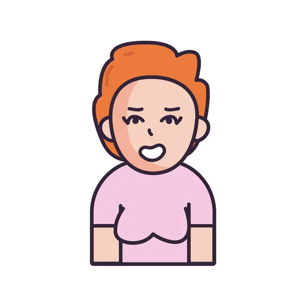 Mujer avatar aislado con camisa estilo de relleno icono de diseño vectorial — Vector de stock