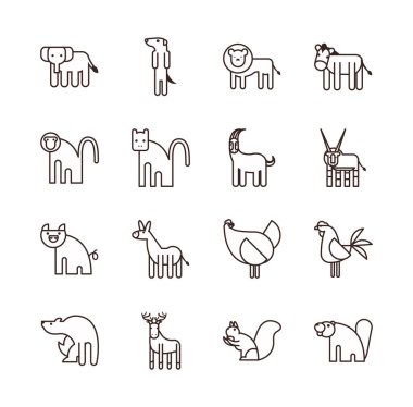 Sevimli hayvanlar çizgi film çizimi biçim ikonu vektör dizaynı