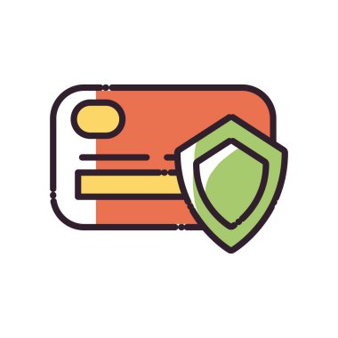 Isolated credit card with shield fill style icon vector design