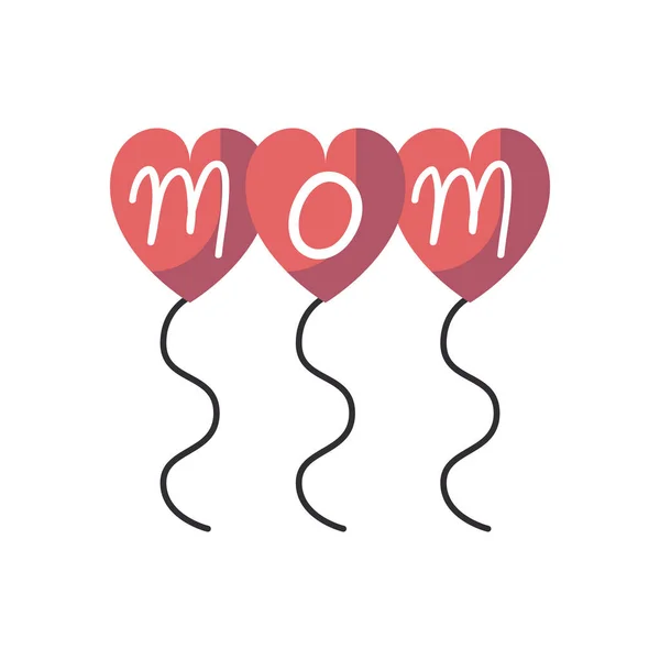 Mom balloons fill style icon vector design — Stok Vektör