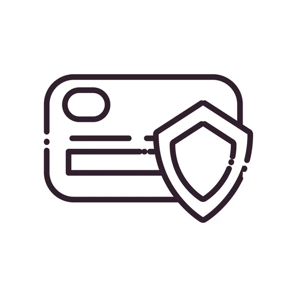 Isolated credit card with shield line style icon vector design — Διανυσματικό Αρχείο