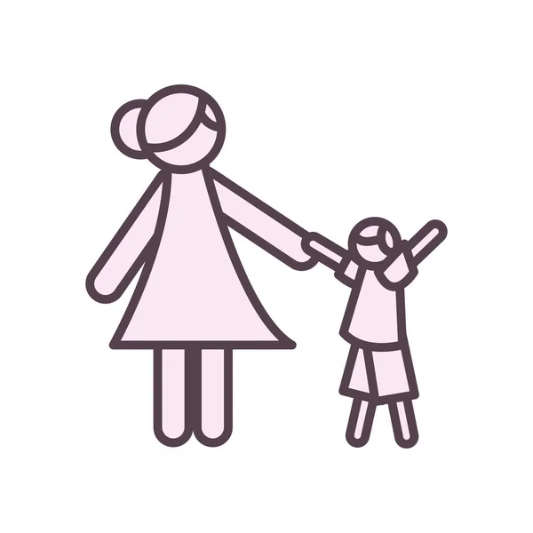 Mother with son line style icon vector design — ストックベクタ