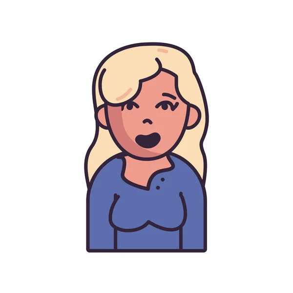 Femme avatar isolé avec chemisier de style de remplissage icône design vectoriel — Image vectorielle