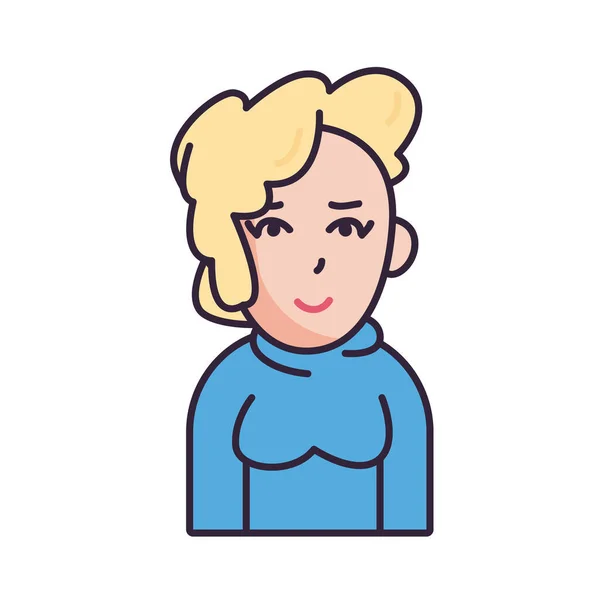 Diseño de vectores de icono de estilo de relleno de suéter de mujer avatar aislado — Vector de stock