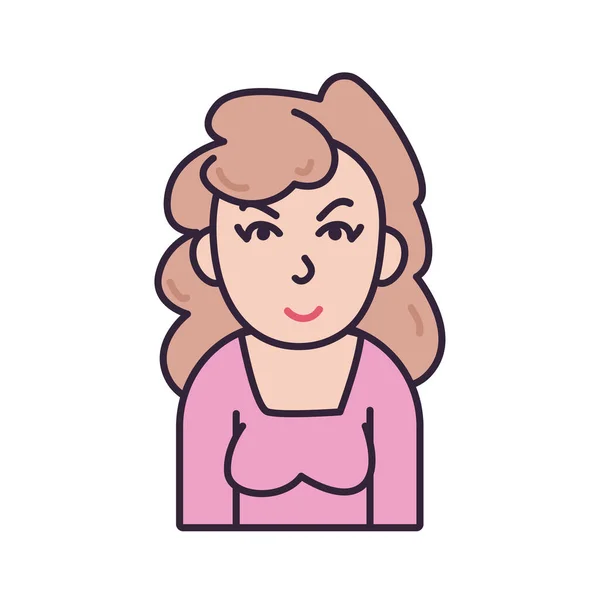 Mulher avatar isolado com blusa preenchimento estilo ícone vetor design — Vetor de Stock
