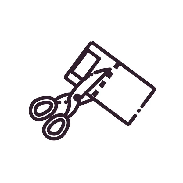 Label with scissor line style icon vector design — Stockvector
