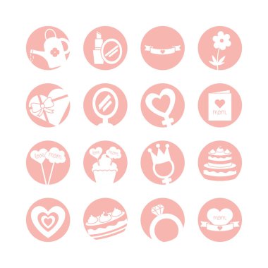 Happy mothers day silhouette style icon set vector design