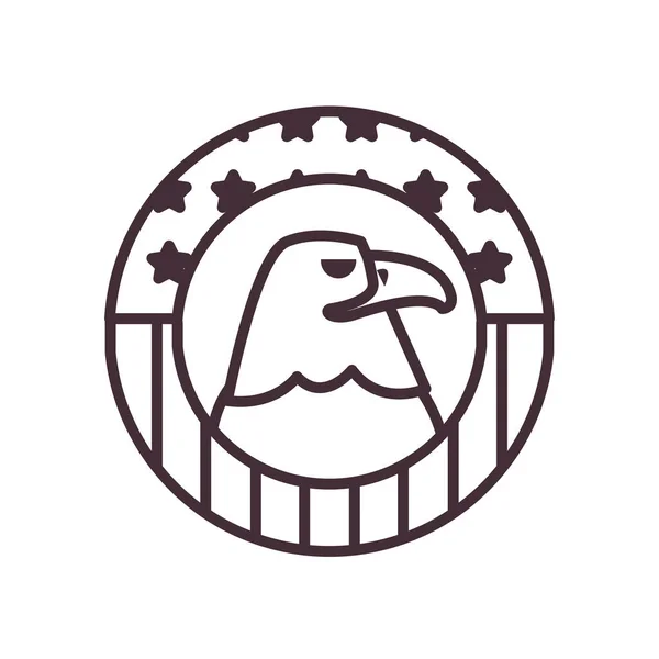 Águila con bandera EE.UU. línea estilo icono vector diseño — Vector de stock