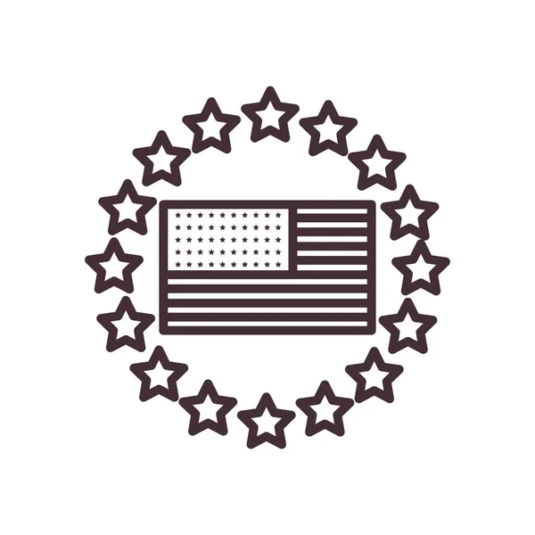 Usa flag inside stars line style icon vector design — Stockvektor