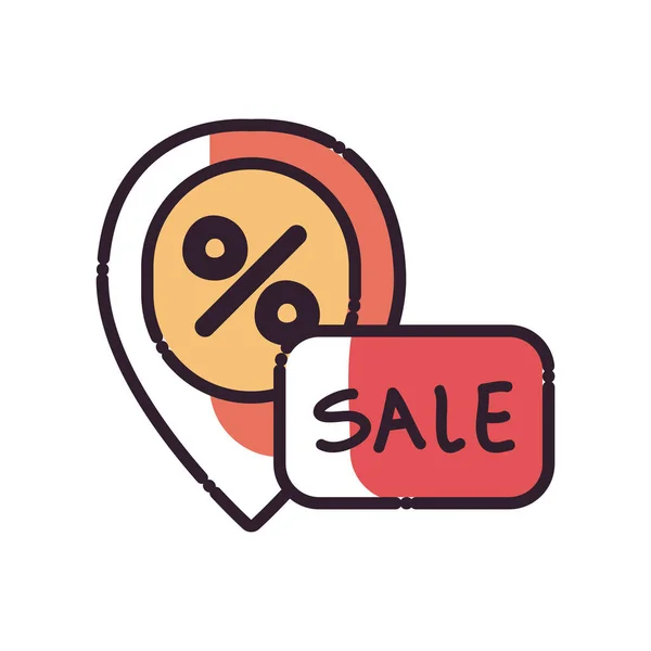 Label sale and mark with percentage fill style icon vector design — Stockvektor