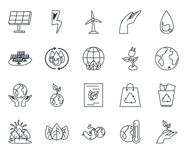 Isolated ecology line style icon set vector design