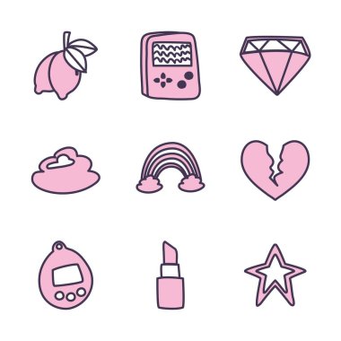 Isolated 90s and retro line style icon set vector design