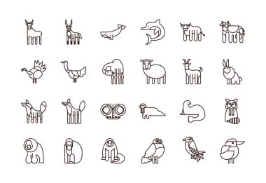 Sevimli hayvanlar çizgi film çizimi biçim ikonu vektör dizaynı