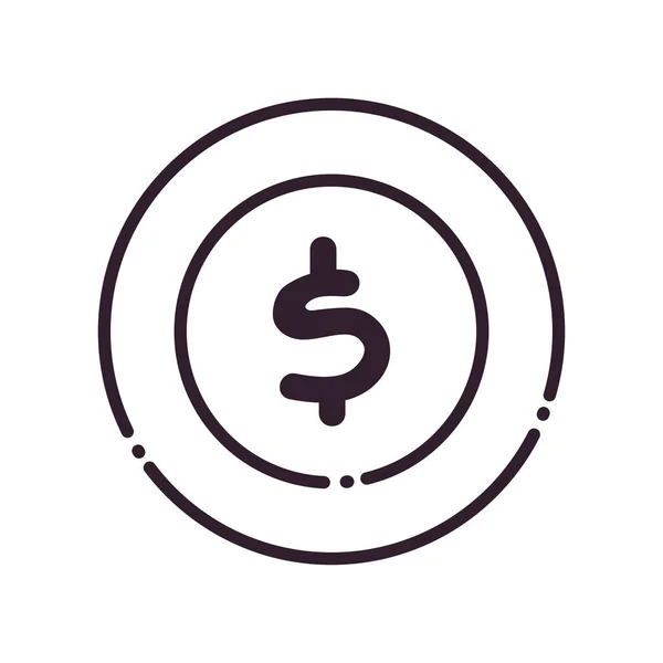 Design de vetor de ícone de estilo de linha de moeda isolada — Vetor de Stock