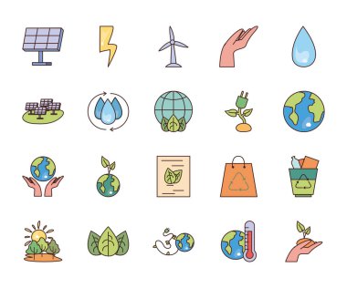 Isolated ecology fill style icon set vector design