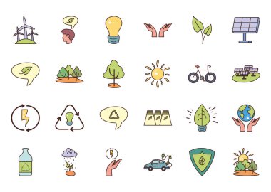 Isolated ecology fill style icon set vector design