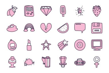 Isolated 90s and retro line style icon set vector design