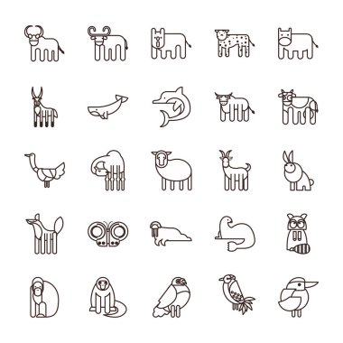 Sevimli hayvanlar çizgi film çizimi biçim ikonu vektör dizaynı