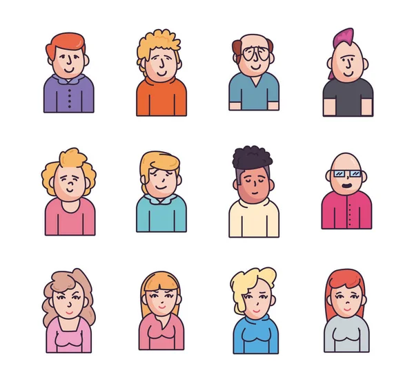 Isolated people avatars fill style icon set vector design — Stockový vektor