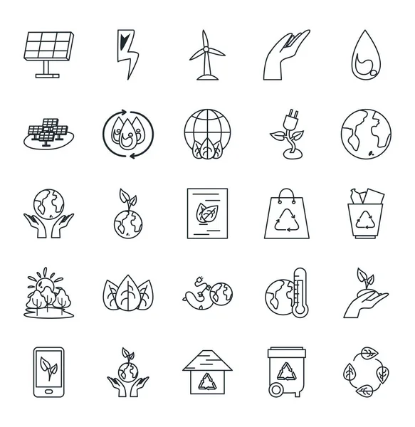 Isolated ecology line style icon set vector design — Stock Vector