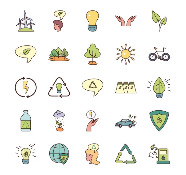 Diseño de vectores de iconos de estilo de relleno de ecología aislada — Vector de stock