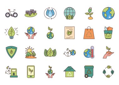 Isolated ecology fill style icon set vector design
