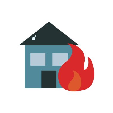 house in fire flat style icon vector design