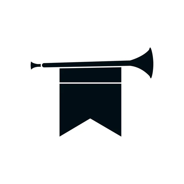 Trumpet instrument silhouette style icon vector design — Wektor stockowy