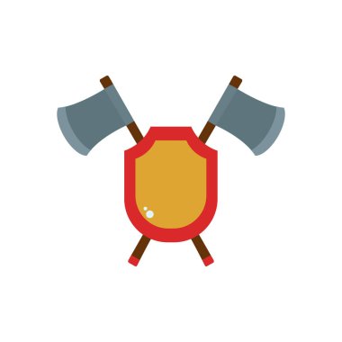 axes and shield flat style icon vector design