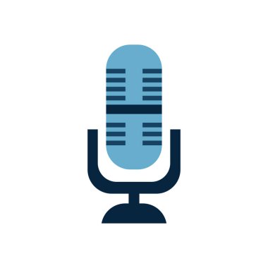 İzole müzik mikrofon düz biçim ikon vektör tasarımı