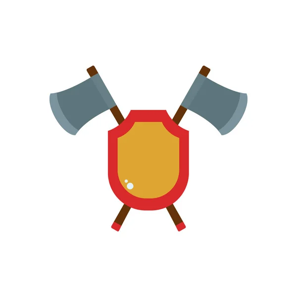 Axes and shield flat style icon vector design — 스톡 벡터