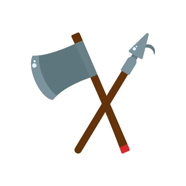 Isolated construction axe and spear flat style icon vector design — Stok Vektör