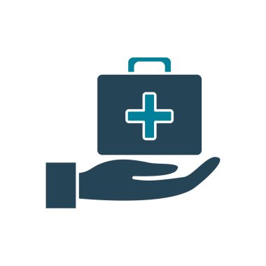 Isolated medical kit over hand silhouette style icon vector design