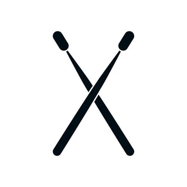 Drums sticks silhouette style icon vector design — Διανυσματικό Αρχείο