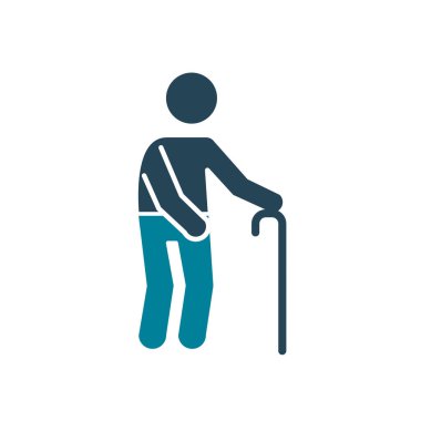 avatar with walking stick silhouette style icon vector design