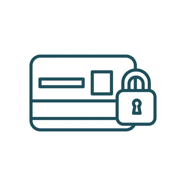 Cartão de crédito com cadeado de design de vetor ícone de estilo de linha de sistema de segurança —  Vetores de Stock