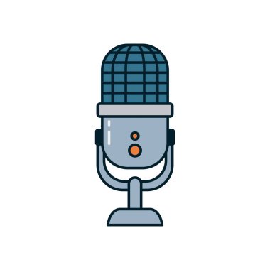 music microphone line and fill style icon vector design