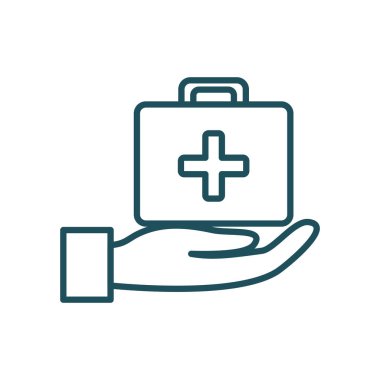 Isolated medical kit over hand line style icon vector design