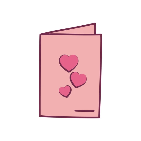 Cartão de amor com linha de coração e design de vetor ícone de estilo de preenchimento — Vetor de Stock