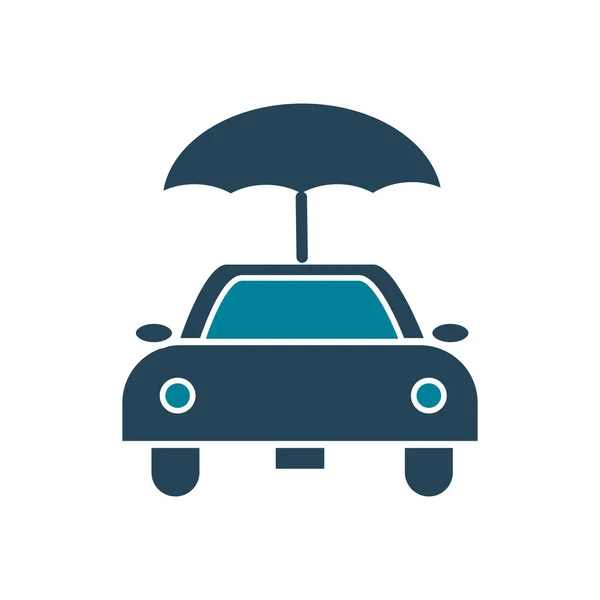 Car and umbrella silhouette style icon vector design — Stok Vektör