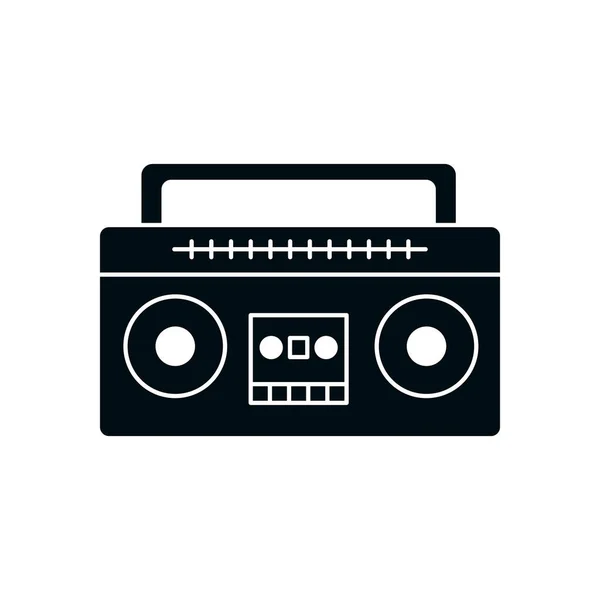 Музыкальный кассетный проигрыватель силуэт стиль иконки векторный дизайн — стоковый вектор