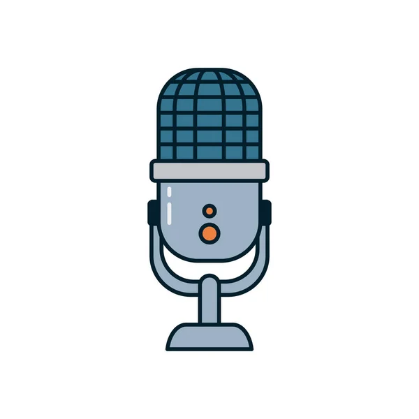 Music microphone line and fill style icon vector design — Stok Vektör