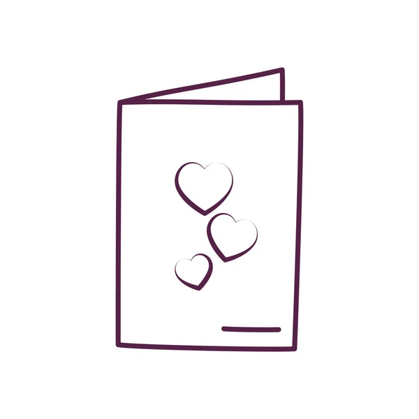 Cartão de amor com design de vetor ícone de estilo de linha de coração — Vetor de Stock