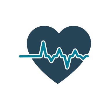 Nabız siluet stili ikon vektör tasarımlı kalp