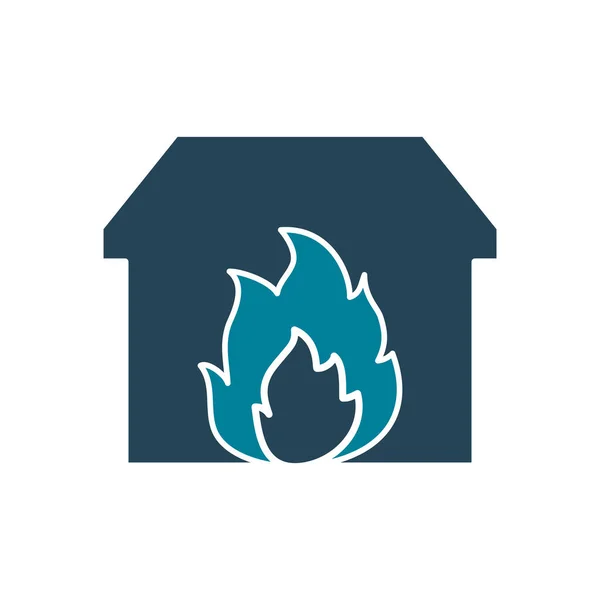Casa em fogo silhueta estilo ícone vetor design — Vetor de Stock